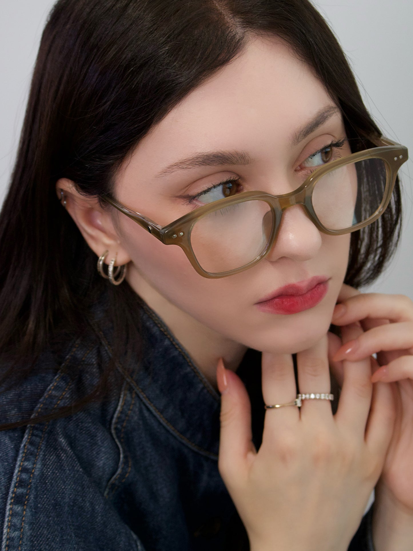 チャームメガネ｜Classic Square Khaki