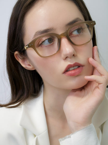 チャームメガネ｜Classic Square Khaki